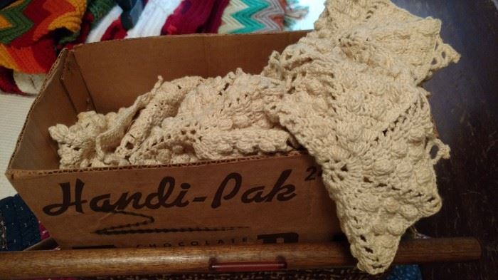 tons of vintage crocheted items