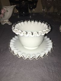 Fenton Silver Crest bowl with matching base tray.  (Perfect condition)