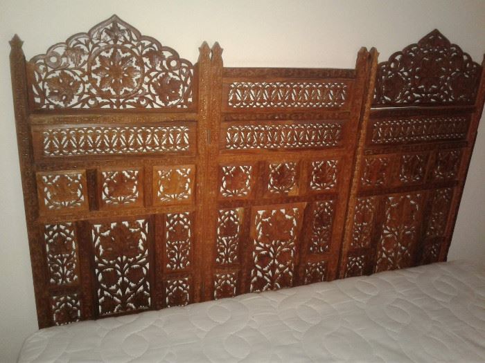 Full Size bed with Asian headboard 