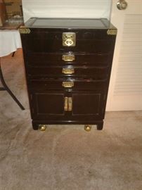 Vintage Chinese silverware chest black lacquer