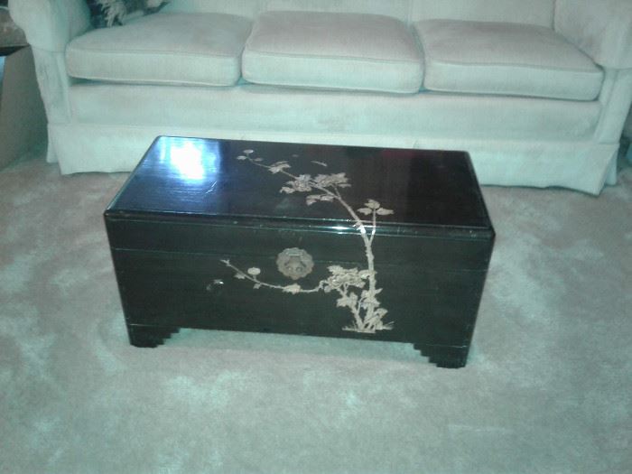 Vintage Chinese  black lacquer Trunk
