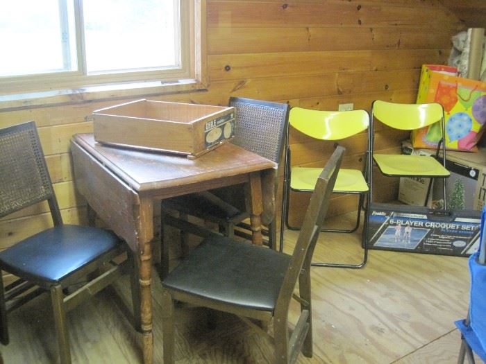 small table & folding chairs