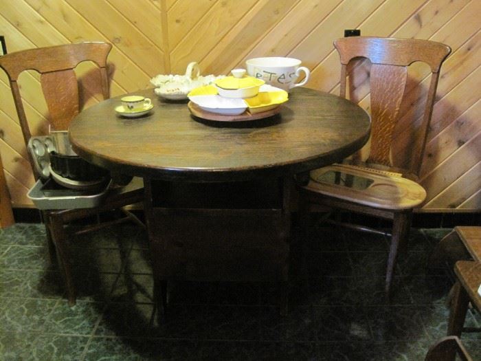 round table & t-back chairs