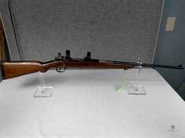 Herstal FN Herstal Bolt Action Rifle / Possibly 30.06 Fair to poor condition. Stock damaged below the bolt. Bolt lever has been welded. Scope mounts were added and rear sight removed. , FFL #249
