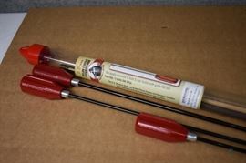 4 Cleaning Rods / J. Dewey Nylon Coated cleaning rods. One is Model#22C-44 and 3 small bore (likely 22 or 23). LOCATION 19
