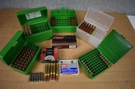 Assorted ammunition.  Most boxed / Rem 22-250 (45). Rem Mag 7mm (15). Win 243 (25). Rem WW Super 25-06. RP 9mm Luger (7). FG 9mm Luger (13). 9mm Luger Shot shells (9). FP 40 S&W Low Recoil (6). PMC Bronze 40 S&W 180 Grs. FMJ-FP.LOCATION 18

