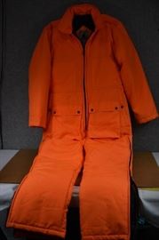 Northwest Territory Orange Insulated suit / Like New, Size Medium, Zipper Front and Zipper Legs and 4 Snap Pockets. LOCATION 18

