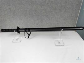 440 Stainless Steel Samurai Sword with Sheath / Handle has Black ribboning, 24.5" Blade
