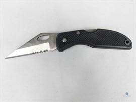 Maxam Pro Series Folding Knife / Leymar Handle with Sure-Grip texture, 3" Surgical Stainless Steel Blade, Two-way Kevlon Pouch to fit belt. New In Box. LOCATION 20
