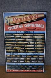 Remington -Sporting Cartridges Guide / Metal Remington Sporting Cartridge Guide. 16.5" x 11". LOCATION 18
