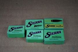 30 Cal Sierra Rifle Bullets / 110 GR. FMJ Carbine 2105, 110 GR FMJ Carbine 2105 Full Sealed Box, 110 GR. HP 2110, 150 GR. Spitzer 2130, 180 GR Spitzer Boat Tail 2160 Approx. 230 bullets. LOCATION 19
