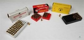.25 Auto 50gr. Metal Case and FMJ Ammo / Three partial boxes of .25 Auto Ammo; includes Union Metallic Cartridge Company (23), American Eagle (41), Winchester (44) LOCATION 20
