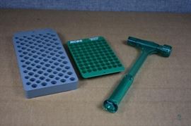2 Re-Loading Block Trays and Hammer / Used and in Good Condition. LOCATION 18
