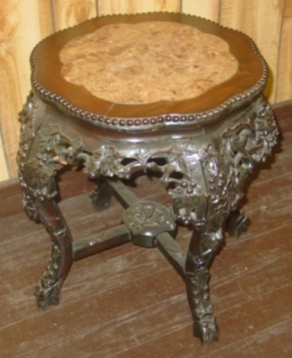 Ornate Marble Top Plant Stand