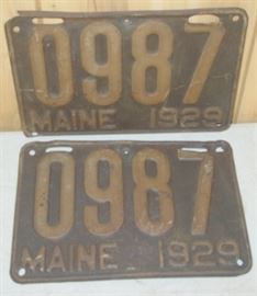 1929 Maine License Plates