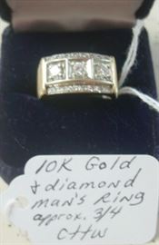 10K Gold & Diamond Man's Ring