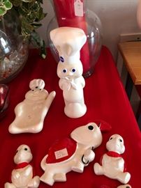 Pillsbury Dough Boy items and ceramic turtles