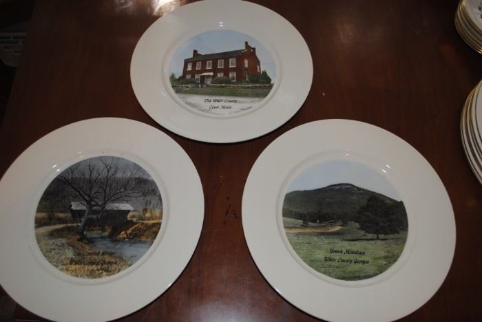 Commemorative plates - White County Courthouse, Mt Yonah and the Covered Bridge