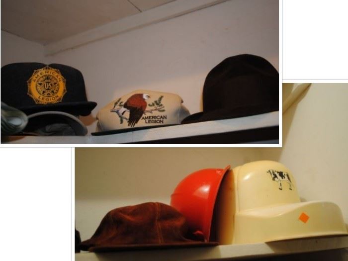 Vintage American Legion hats, Resistol hat and LLBean Suede hat