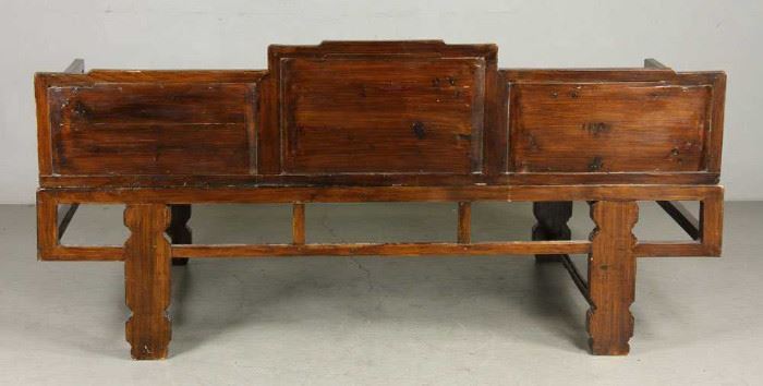 19C CHINESE DAYBED WITH MARBLE INSETS