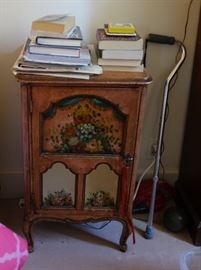ONE OF A PAIR OF HAND PAINTED SIDE TABLES-ANTIQUE