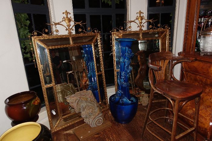 PAIR OF LARGE FANCY GILT MIRRORS