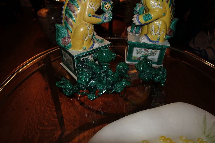 PAIR OF EARLY LARGE CHINESE FOO DOGS
