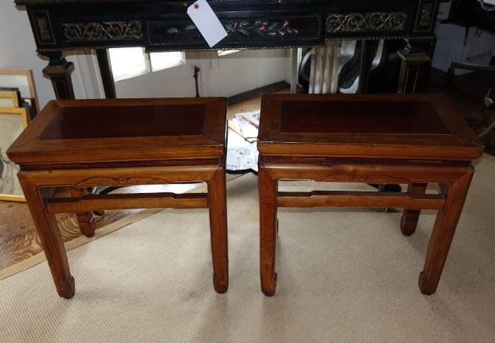 PAIR OF CHINESE WOOD SIDE TABLES