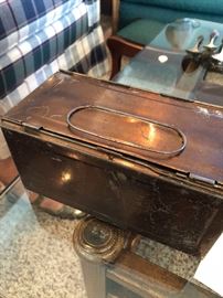 Antique Copper folding lunch box #antiqueminers 