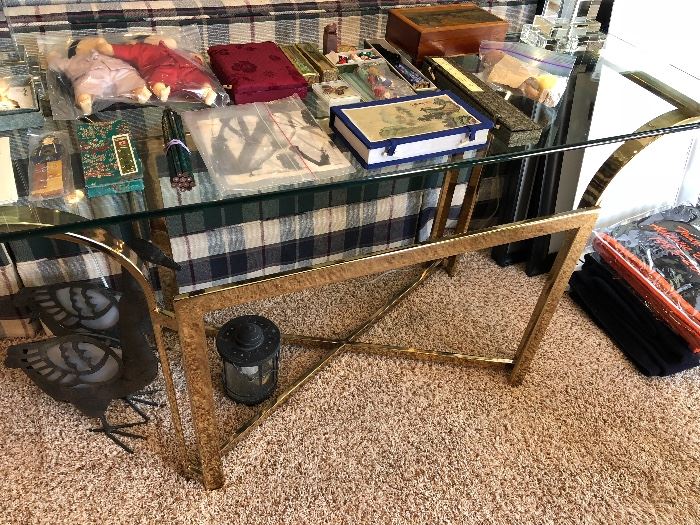 Glass and Brass Console Table