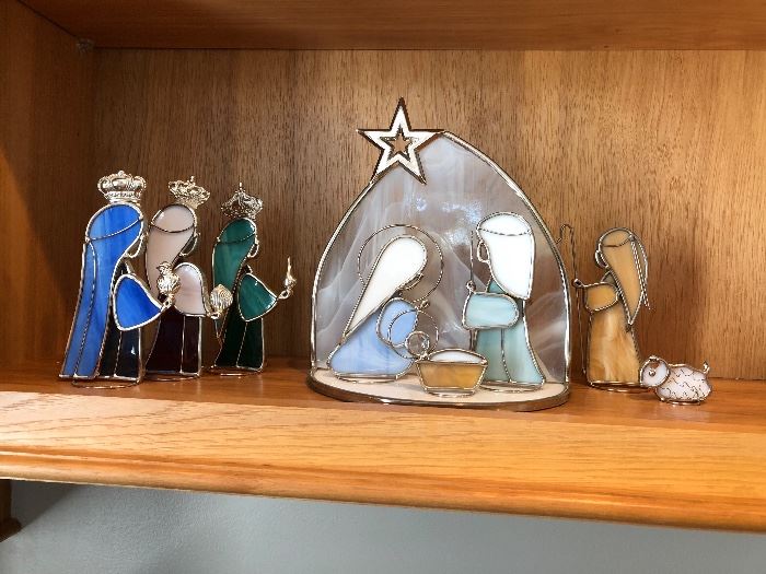 Stained Glass Nativity set Childlike figures