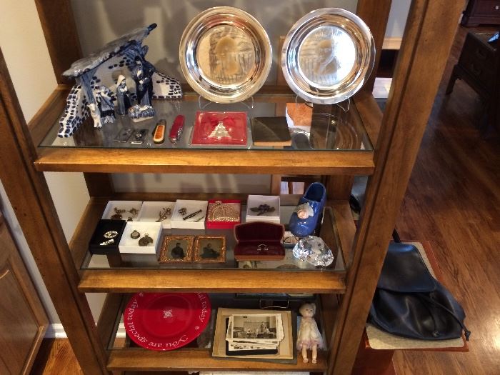 Sterling Collector plates, Delft, Jewelry and more, shelf not availabe