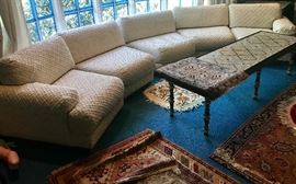 Milo Baughman Windsor sectional and one of several tile topped tables available