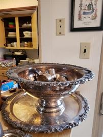 silverplate punch bowl set