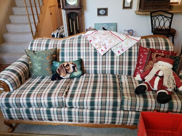 Plaid couch and loveseat