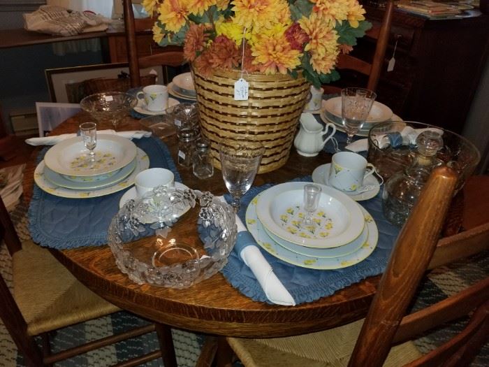 Dining room table and china