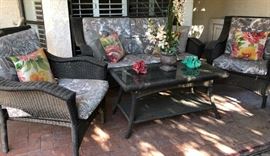 Patio Seating: Sofa, 2 Chairs, Coffee Table