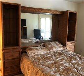 Oak Lighted Headboard... Sections can be separated! (Mattress and Bedding no included)