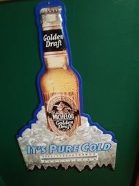 Michelob Golden Draft It's Pure cold Thermometer  beer sign 