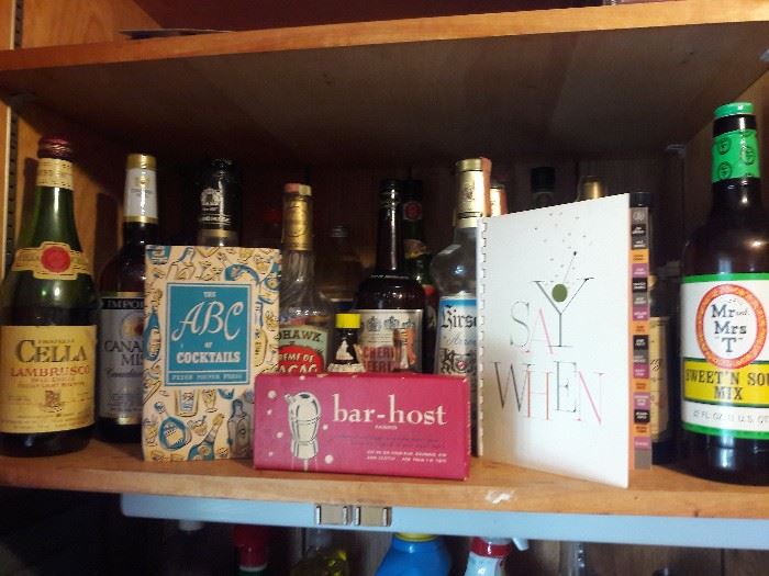 Vintage liquor and vintage drink recipe books.