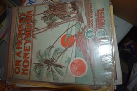 This is but a small random sampling of 65,800 pieces of sheet music in this collection. The collection must be sold as an entire collection. I welcome all inquiries of interest in purchasing the collection and to make appointments to see it. This collection as with the Books and Vinyl Records may be sold anytime prior to the sale dates. Please call/text/or email for more information. 