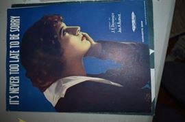 This is but a small random sampling of 65,800 pieces of sheet music in this collection. The collection must be sold as an entire collection. I welcome all inquiries of interest in purchasing the collection and to make appointments to see it. This collection as with the Books and Vinyl Records may be sold anytime prior to the sale dates. Please call/text/or email for more information. 