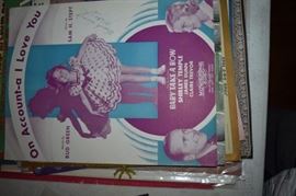 This is but a small random sampling of 65,800 pieces of sheet music in this collection. The collection must be sold as an entire collection. I welcome all inquiries of interest in purchasing the collection and to make appointments to see it. This collection as with the Books and Vinyl Records may be sold anytime prior to the sale dates. Please call/text/or email for more information. 