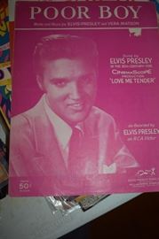 This is but a small random sampling of 65,800 pieces of sheet music in this collection. The collection must be sold as an entire collection. Except for the 2 pieces of Elvis,  this collection is pre-1950. I welcome all inquiries of interest in purchasing the collection and to make appointments to see it. This collection as with the Books and Vinyl Records may be sold anytime prior to the sale dates. Please call/text/or email for more information. 