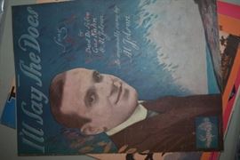 This is but a small random sampling of 65,800 pieces of sheet music in this collection. The collection must be sold as an entire collection. I welcome all inquiries of interest in purchasing the collection and to make appointments to see it. This collection as with the Books and Vinyl Records may be sold anytime prior to the sale dates. Please call/text/or email for more information. 