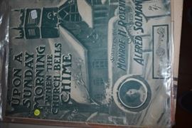 This is but a small random sampling of 65,800 pieces of sheet music in this collection. The collection must be sold as an entire collection. I welcome all inquiries of interest in purchasing the collection and to make appointments to see it. This collection as with the Books and Vinyl Records may be sold anytime prior to the sale dates. Please call/text/or email for more information. 