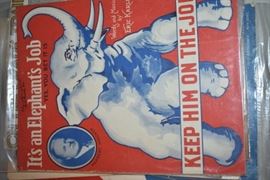 This is but a small random sampling of 65,800 pieces of sheet music in this collection. The collection must be sold as an entire collection. I welcome all inquiries of interest in purchasing the collection and to make appointments to see it. This collection as with the Books and Vinyl Records may be sold anytime prior to the sale dates. Please call/text/or email for more information. 