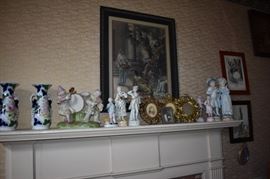 Antique Vases, Figurines and More Adorn this original fireplace mantle (1815)