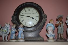 Antiques atop another original Fireplace (1815) with Porcelain Figurines and Beautiful Antique Mantle Clock by Imperial Clock Works (Birmingham, est. 1792)