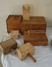 butter molds, beautiful old wooden boxes
